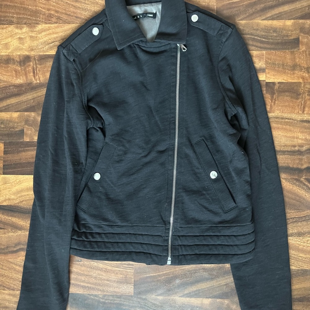 rag & bone Black Asymmetrical Zip Bomber Jacket